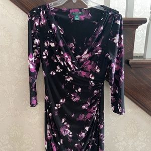 Ralph Lauren Black and Purple Floral Dress